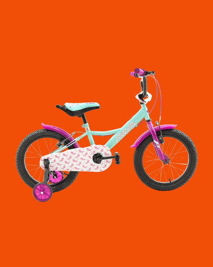 Bicicleta Rava Nina Teen Aro 16 Infantil Feminina com Rodinhas Grafismo Moderno
