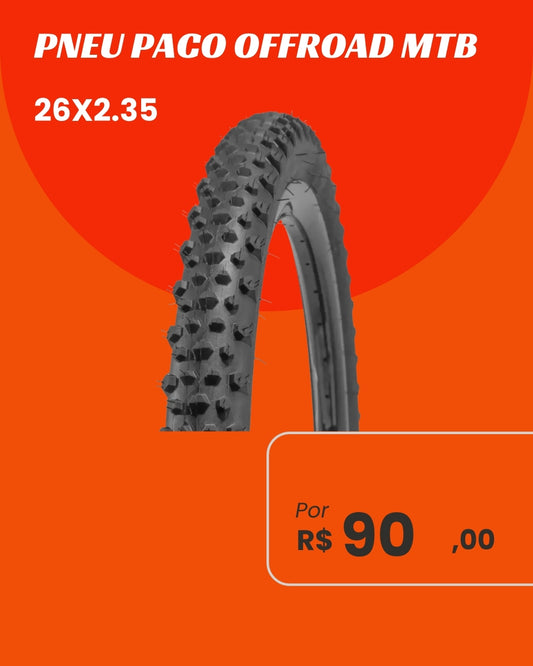 Pneu Paco Off-Road MTB 26x2.35 - Aderência e Performance para Trilhas