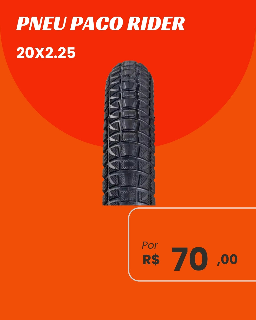 Pneu Paco Rider 20x2.25 - Aderência e Estilo para Bicicleta Aro 20
