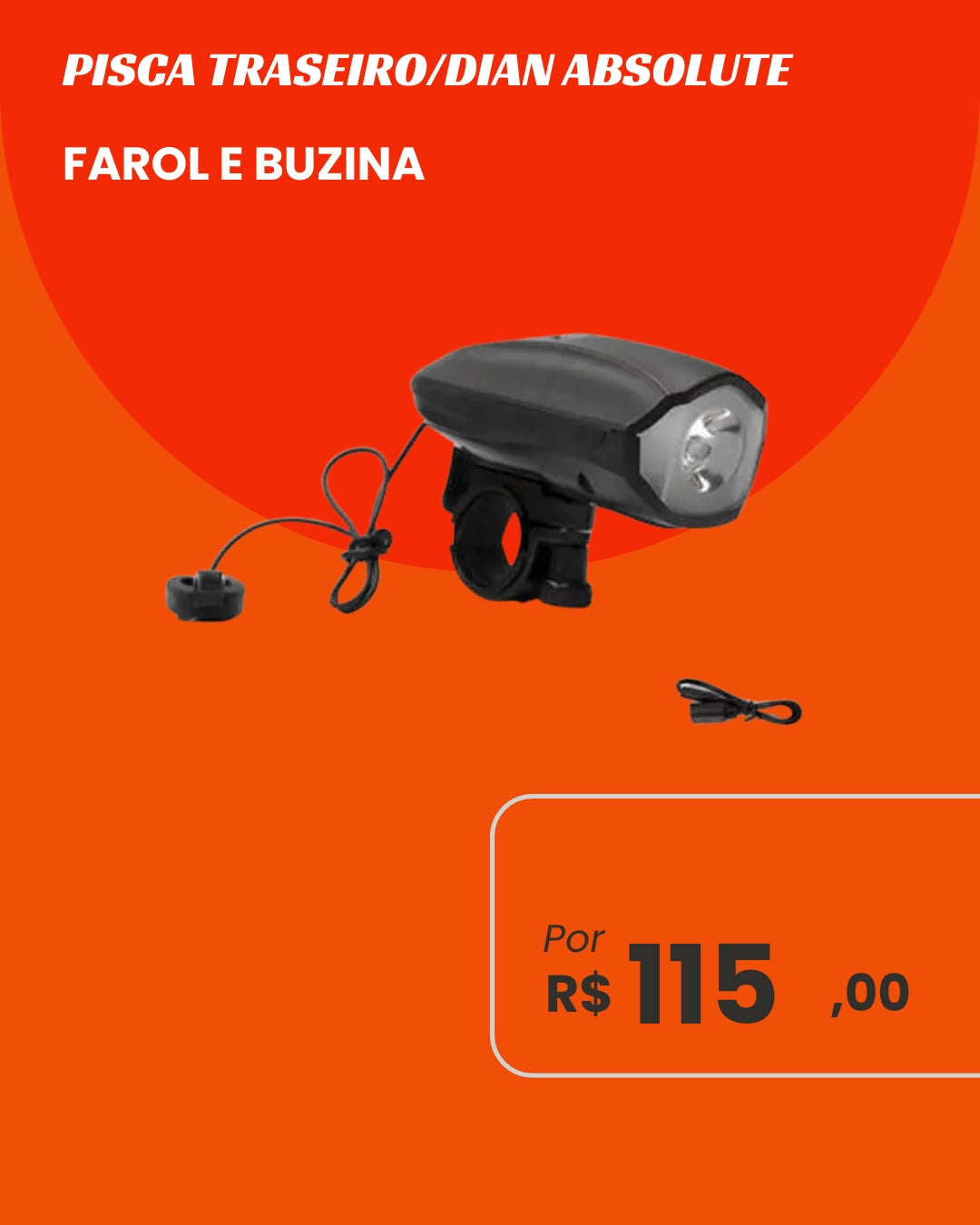 Farol Dianteiro LED com Buzina Integrada - Segurança e Visibilidade Total
