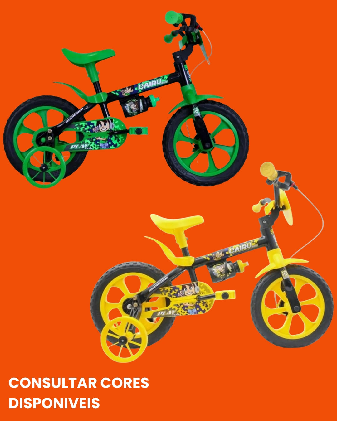 Bicicleta Cairu Play Kids Aro 12 Infantil Unissex com Rodinhas Várias Cores