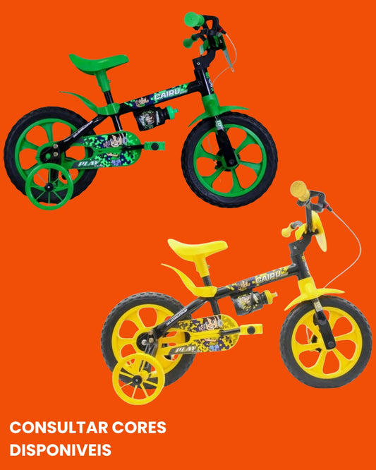 Bicicleta Cairu Play Kids Aro 12 Infantil Unissex com Rodinhas Várias Cores