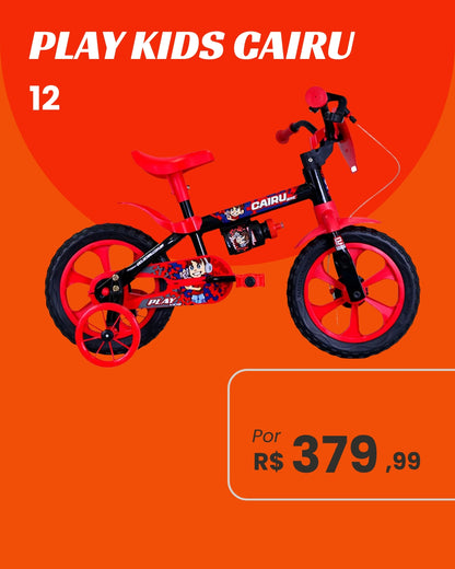 Bicicleta Cairu Play Kids Aro 12 Infantil Unissex com Rodinhas Várias Cores