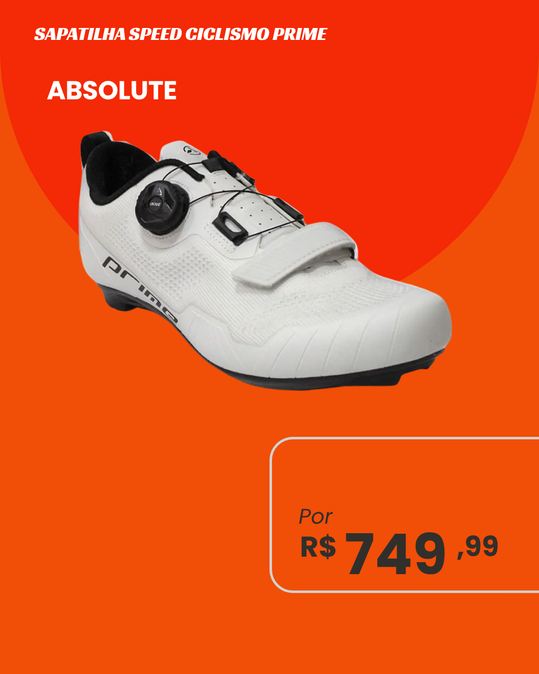 Sapatilha Ciclismo Speed Absolute Prime Branca - Vista lateral