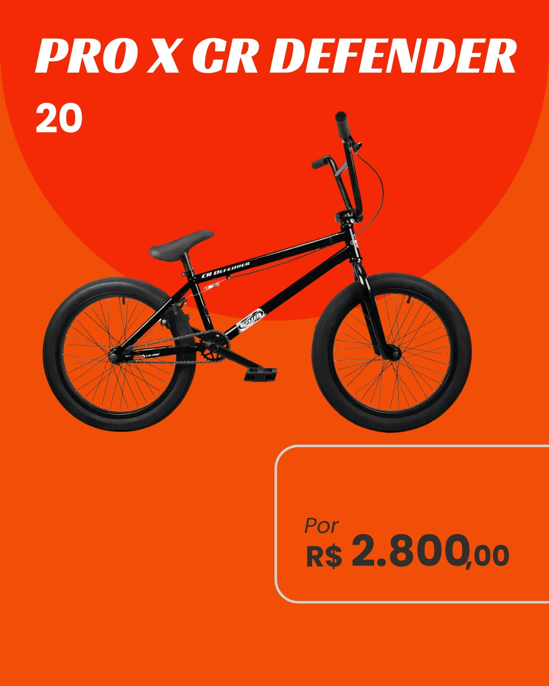 Bicicleta Pro X CR Defender Aro 20 BMX Alumínio Juvenil