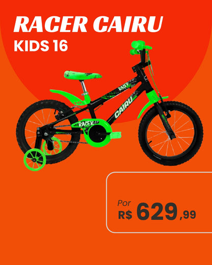 Bicicleta Cairu Racer Kids Aro 16 Infantil Unissex com Rodinhas Várias Cores
