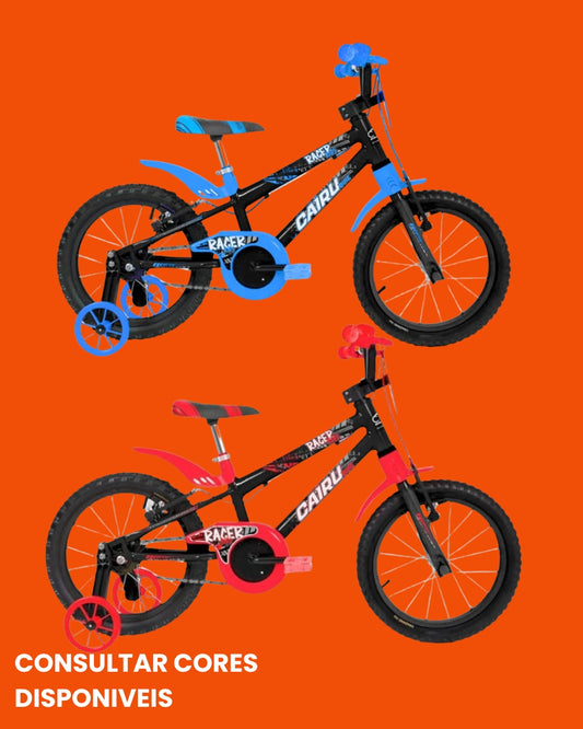 Bicicleta Cairu Racer Kids Aro 16 Infantil Unissex com Rodinhas Várias Cores