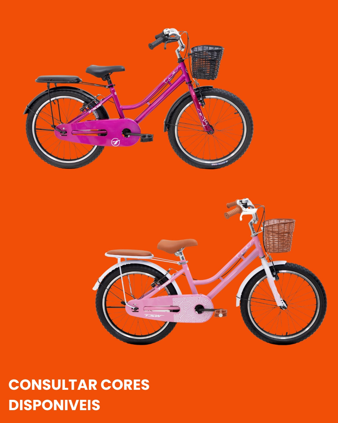 Bicicleta TSW Retrô Aro 20 Juvenil Feminina com Cestinha e Bagageiro Estilo Vintage