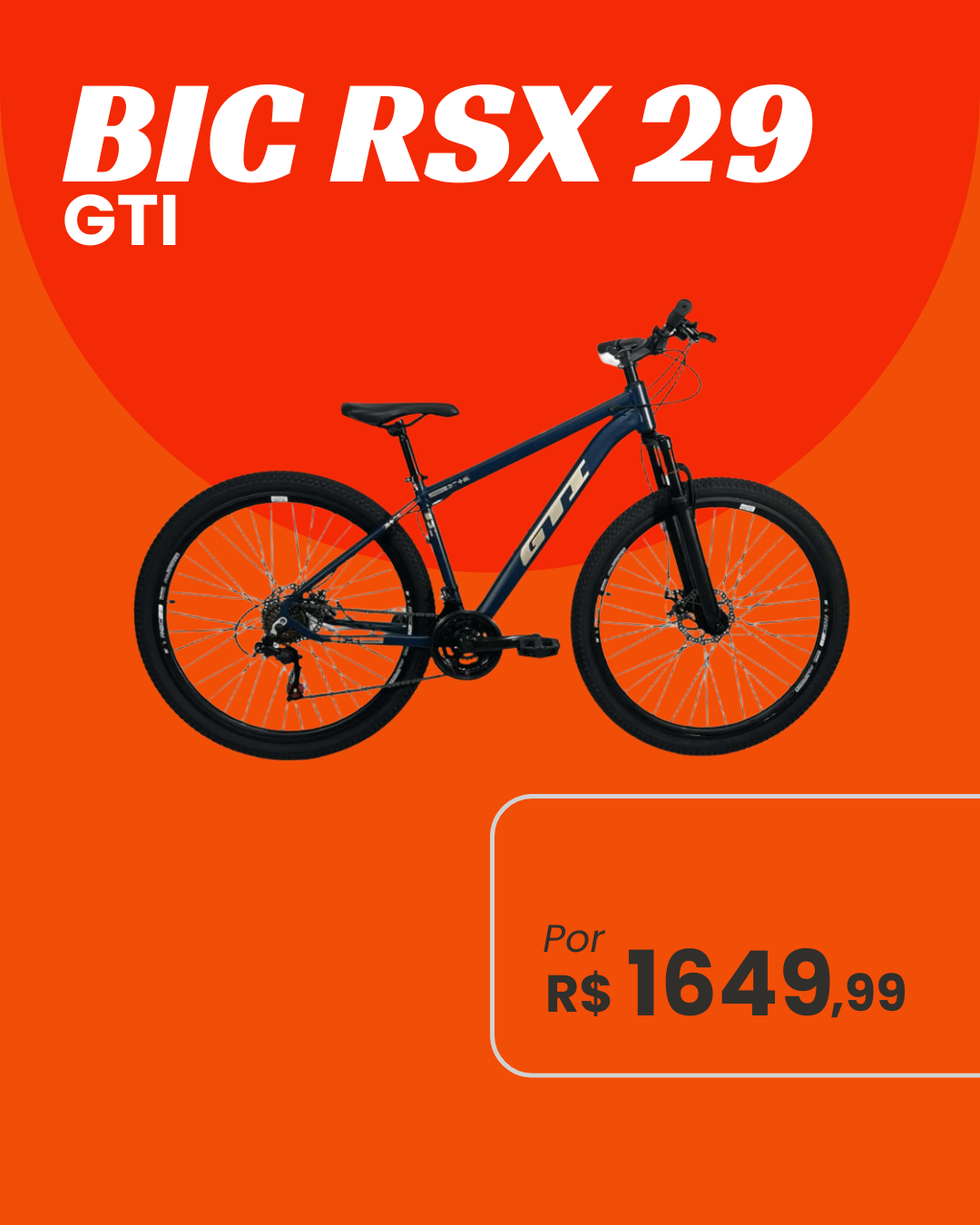 Bicicleta MTB Aro 29 GTI RSX Alumínio 24V Freio Hidráulico