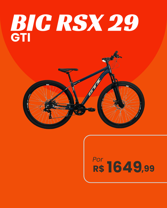 Bicicleta MTB Aro 29 GTI RSX Alumínio 24V Freio Hidráulico