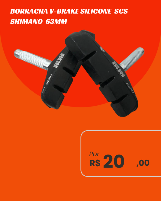 Sapata de Freio V-Brake Silicone SCS 63mm Padrão Shimano - Par