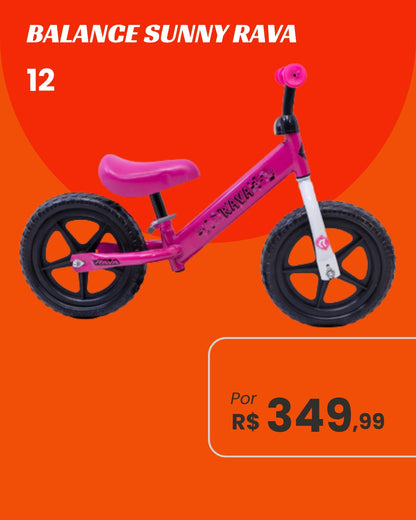 Bicicleta de Equilíbrio Rava Balance Sunny Aro 12 Sem Pedal Várias Cores