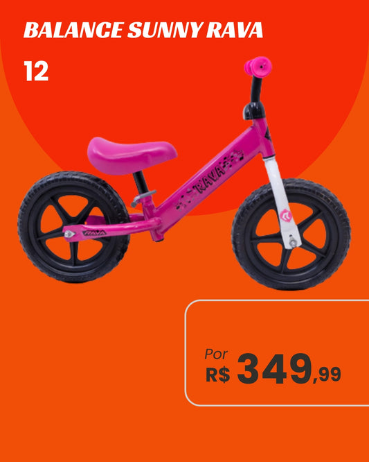 Bicicleta de Equilíbrio Rava Balance Sunny Aro 12 Sem Pedal Várias Cores