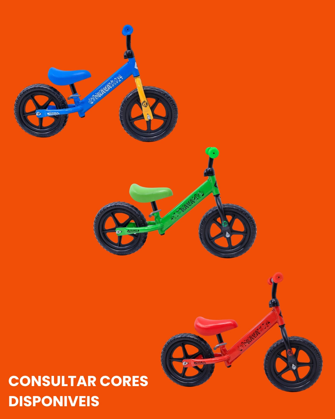 Bicicleta de Equilíbrio Rava Balance Sunny Aro 12 Sem Pedal Várias Cores