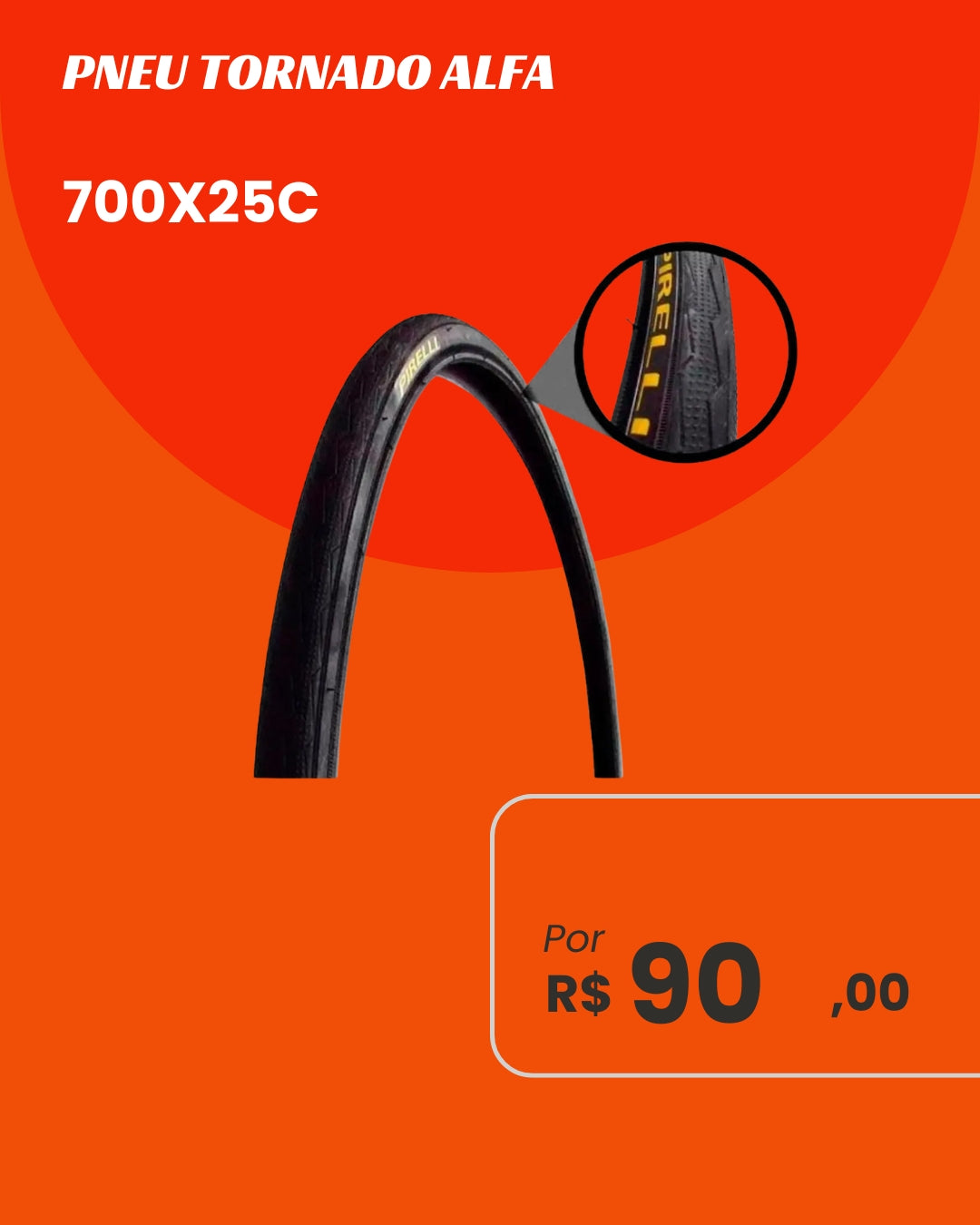 Pneu Pirelli Tornado Alfa 700x25C - Conforto e Velocidade Road
