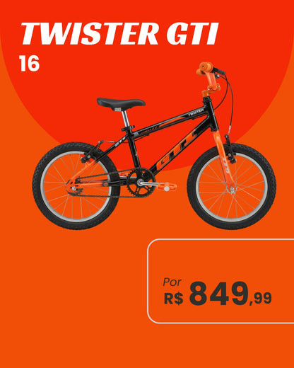 Bicicleta GTI Twister Aro 16 Infantil Unissex Várias Cores