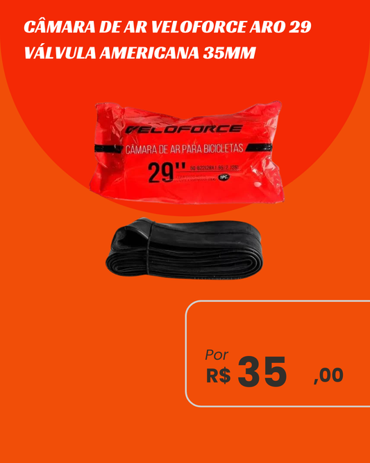 Câmara de Ar Bicicleta 29 Veloforce Válvula Schrader 35mm - Bico Normal